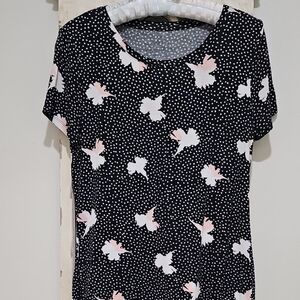 Black and White Floral Women's Top Blouse Size Petite XS by Apt.9